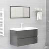 vidaXL Set Mobili da Bagno Grigio Lucido in Legno Multistrato