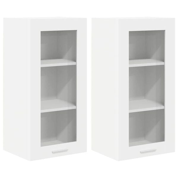 vidaXL Armadio pensile 2 pcs Bianco 40 x 31 x 80 cm Legno multistrato