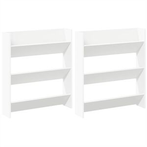 vidaXL Scarpiere a Muro 2pz Bianche 80x18x90 cm in Legno Multistrato