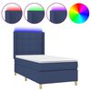 vidaXL Letto a Molle con Materasso e LED Blu 90x200 cm in Tessuto