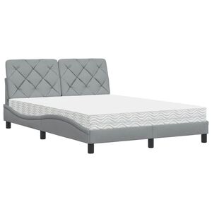 vidaXL Letto con Materasso Grigio Chiaro 140x190cm Tessuto