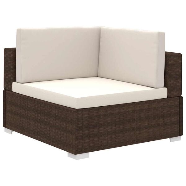 vidaXL Set Divani da Giardino 8 pz con Cuscini in Polyrattan Marrone