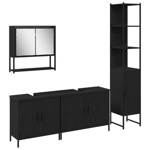 vidaXL Set di mobili per il bagno 4 pz Nero 33 x 33 x 185,5 cm