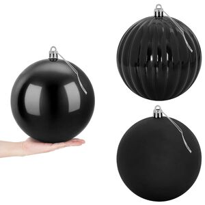 vidaXL Set di palline di Natale XXL 3 pz Nero &Oslash; 25 cm Plastica