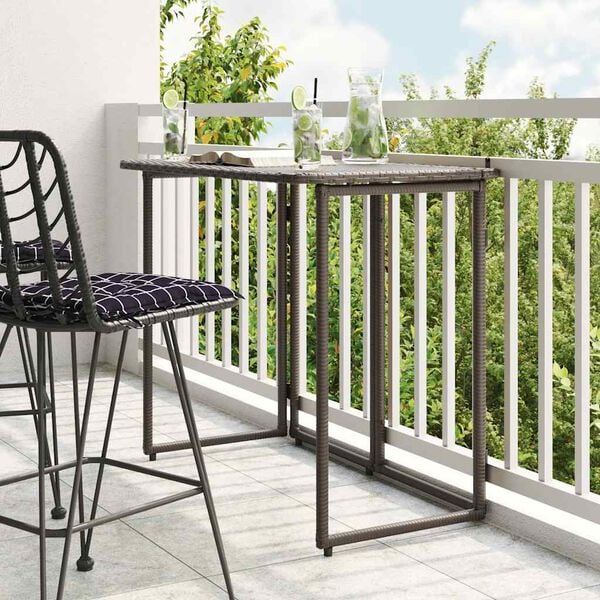 vidaXL Tavolo Pieghevole da Giardino Marrone 90x51x75 cm Polyrattan