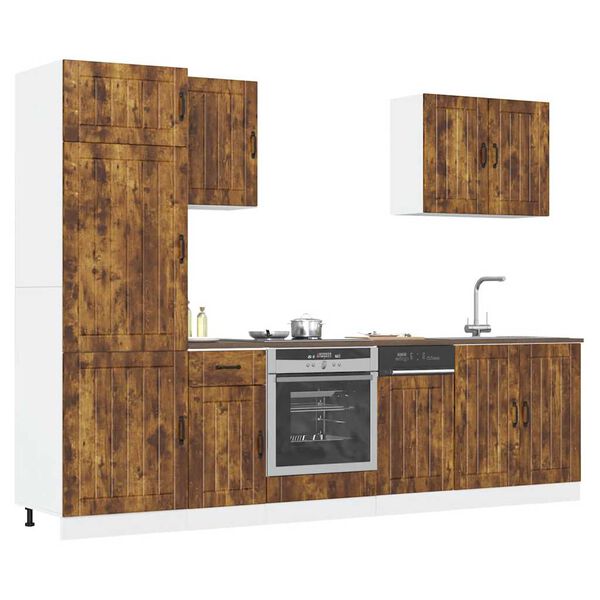 vidaXL Set Mobili da Cucina 7 pz Lucca Rovere Fumo Legno Multistrato