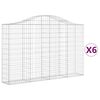 vidaXL Cesti Gabbioni ad Arco 6 pz 200x30x120/140 cm Ferro Zincato