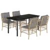 vidaXL Set Pranzo da Giardino 5 pz con Cuscini Beige Misto Polyrattan