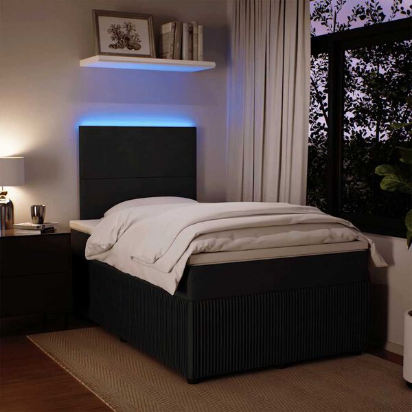 vidaXL Giroletto a Molle con Materasso Nero 120x200 cm in Velluto