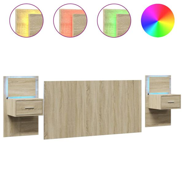 vidaXL Testiera per Letto con Comodini Rovere Sonoma 160cm Multistrato