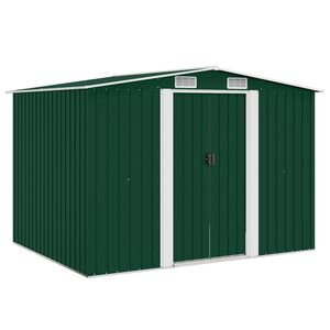 vidaXL Capanno per Attrezzi in Metallo Verde 257x205x178 cm
