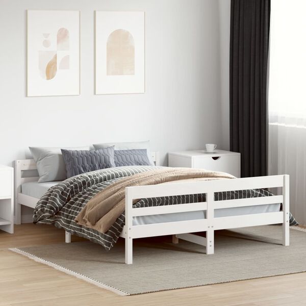 vidaXL Letto senza Materasso Bianco 140x200 cm Legno Massello di Pino