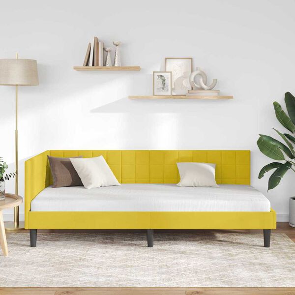 vidaXL Cornice del letto ad angolo Giallo 90 cm x 200 cm Velluto