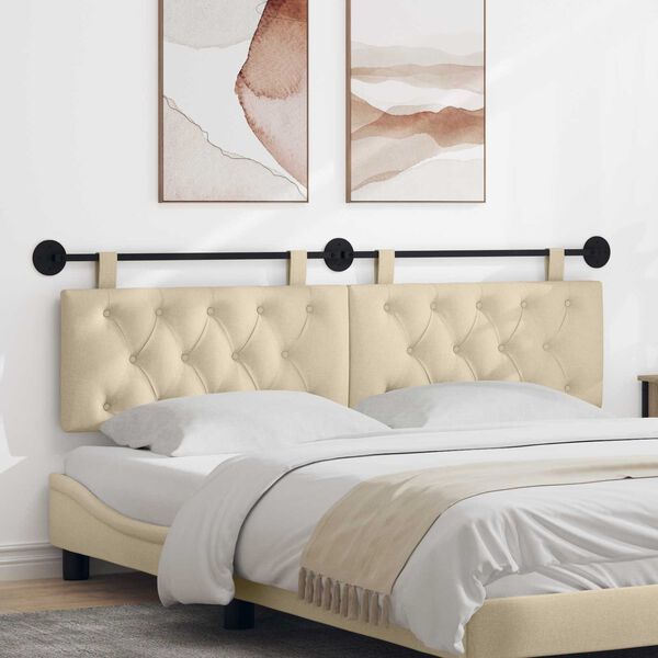 vidaXL Testata appesa Montaggio a parete Crema 190 x 55 x 7 cm Tessuto
