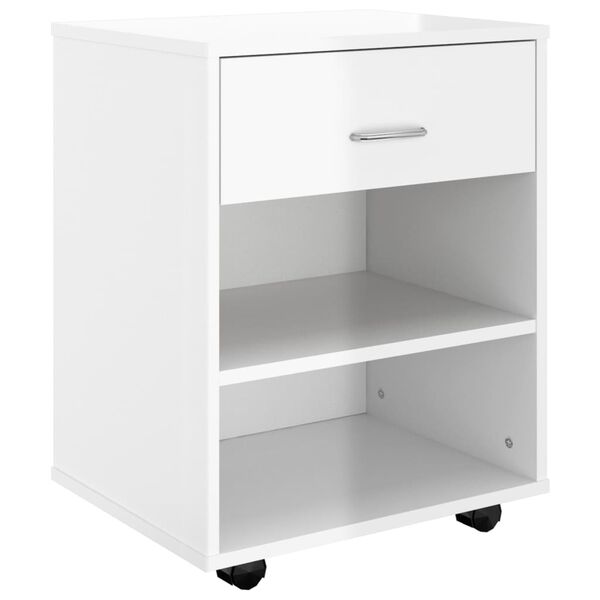 vidaXL Mobiletto con Ruote Bianco Lucido 46x36x59 cm Legno Multistrato