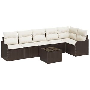 vidaXL Set Divano da Giardino Marrone polyrattan