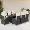 vidaXL Set da Pranzo da Giardino 9 pz con Cuscini Nero in Polyrattan