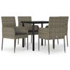 vidaXL Set da Pranzo Giardino 5pz Nero e Grigio con Cuscini Polyrattan