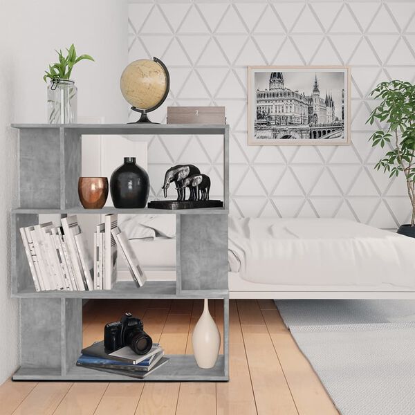 vidaXL Libreria/Divisorio Grigio Cemento 80x24x96 cm Legno Ingegnerizzato