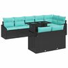vidaXL Set Divano da Giardino 9 pz Nero e Blu polyrattan