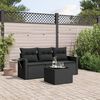 vidaXL Set Divani da Giardino 4 pz con Cuscini Nero in Polyrattan
