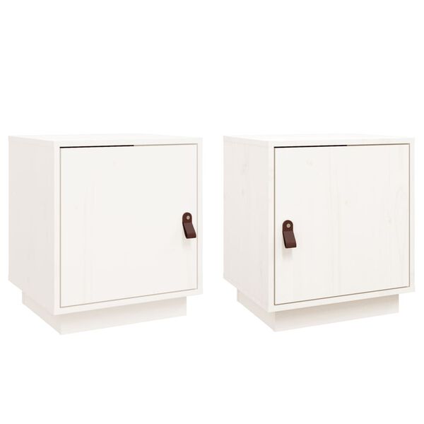 vidaXL Comodini Bianco 2 pz 40x34x45 cm in Legno Massello di Pino