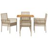 vidaXL Set da Pranzo per Giardino 5 pcs Beige polyrattan