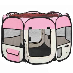 vidaXL Box per Cani Pieghevole con Borsa Trasporto Rosa 90x90x58 cm