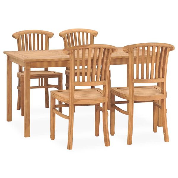 vidaXL Set da Pranzo da Giardino 5 pz in Legno Massello di Teak