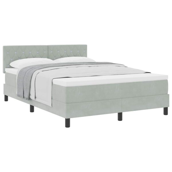 vidaXL Letto a molle con materasso Grigio chiaro 140 x 200 cm Velluto