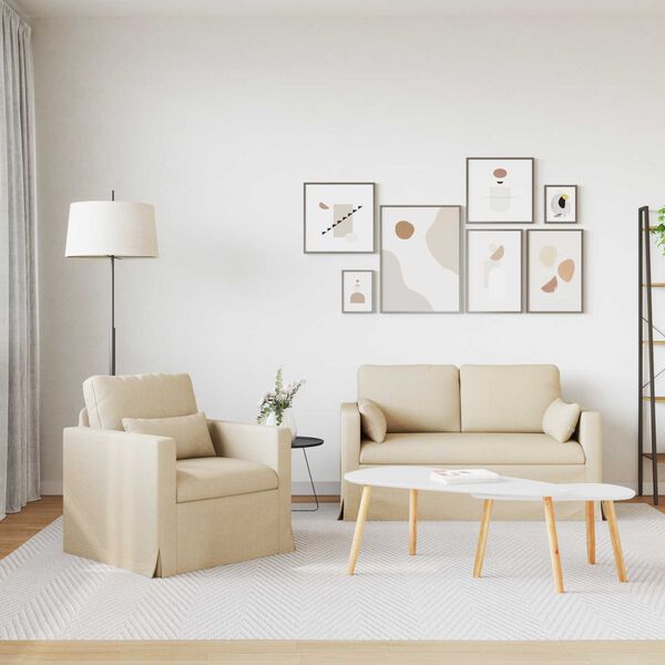 vidaXL Divano 2 pcs Crema 139 x 78 x 80 cm Tessuto