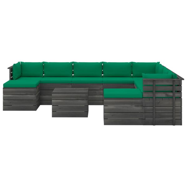 vidaXL Set Divani da Giardino Pallet 11 pz con Cuscini Massello Pino