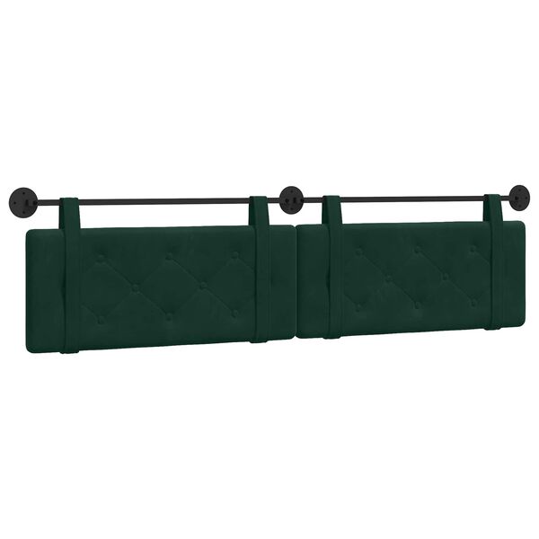 vidaXL Testata appesa Verde Scuro 210 x 55 x 5 cm Velluto