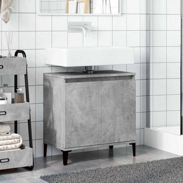 vidaXL Mobile Lavabo Grigio Cemento 58x33x60 cm in Legno Multistrato