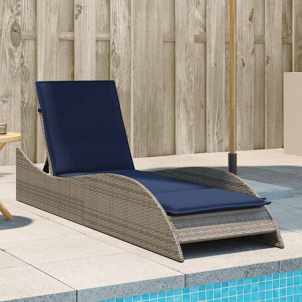 vidaXL Lettino Prendisole con Cuscino Grigio 60x205x73 cm in Polyrattan