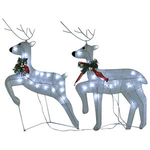 vidaXL Renne di Natale 2 pz Bianco 40 LED