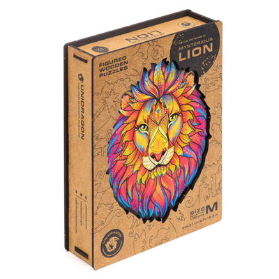 UNIDRAGON Puzzle in Legno 192 pz Mysterious Lion Medio 24x31 cm
