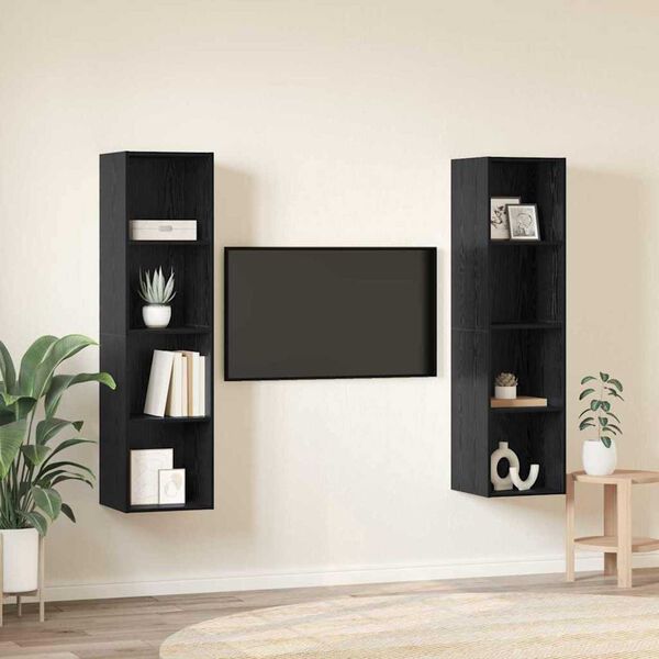 vidaXL Set mobile TV 2 pcs Nero 37 x 37 x 142,5 cm Legno multistrato