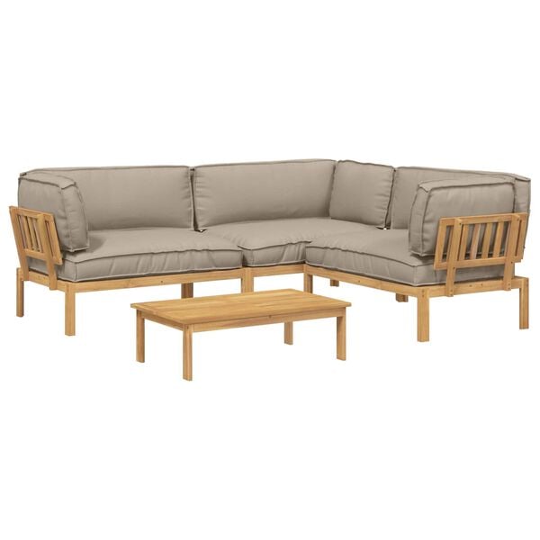 vidaXL Set di divani con cuscino 4 pcs Talpa Legno di Acacia Massello