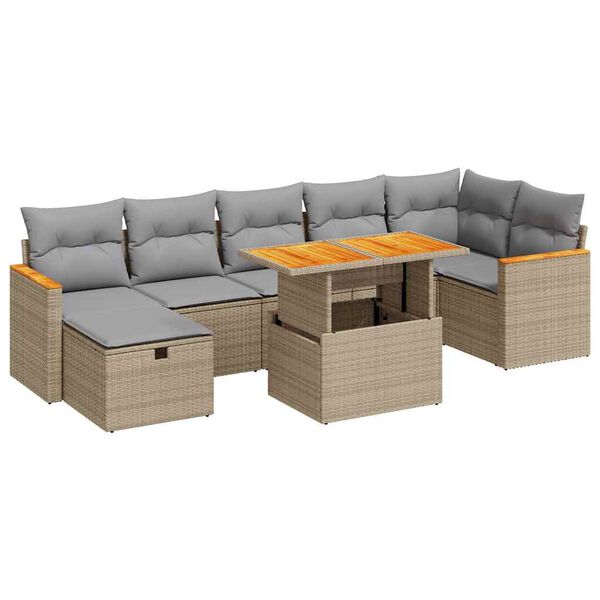 vidaXL Set Divano da Giardino 5 pz con Cuscini Beige in Polyrattan