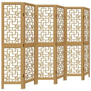 vidaXL Divisorio Ambienti 6 Pannelli Marrone Legno Massello Paulownia