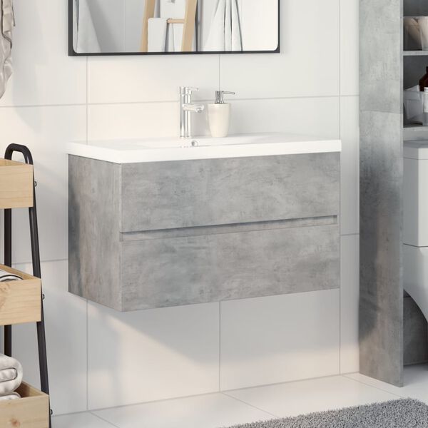 vidaXL Set Mobili da Bagno 2 pz Grigio Cemento in Legno Multistrato