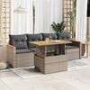 vidaXL Set Divano Giardino 5 pz con Cuscini Grigio Polyrattan Acacia