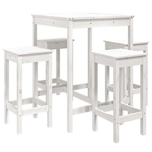 vidaXL Set Bar da Giardino 5 pz Bianco in Legno Massello di Pino