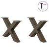 vidaXL Gambe per Tavolino da Caff&egrave; a Forma di X 2 pz Acciaio Naturale 70x(42-43) cm Acciaio
