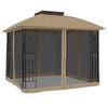 vidaXL Gazebo con Tetto Doppio/Pareti Rete Tortora 2,94x2,94 m Acciaio