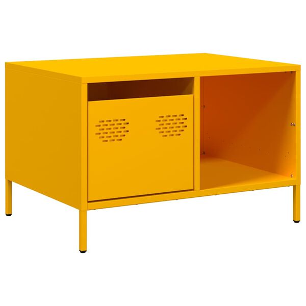 vidaXL Tavolino Giallo Senape 68,5x50x43,5cm Acciaio Laminato a Freddo
