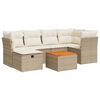 vidaXL Set Divani da Giardino 7 pz con Cuscini Beige in Polyrattan