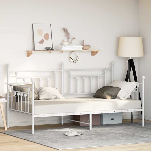vidaXL Struttura per letto di giorno Bianco 100 x 190 cm Acciaio