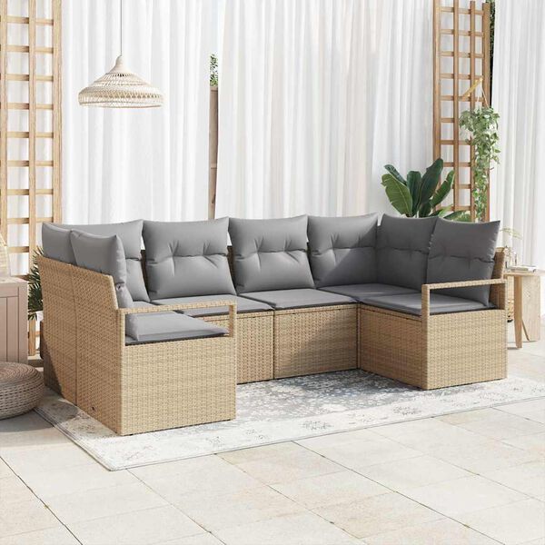 vidaXL Set Divano da Giardino 6 pcs Beige e Grigio Chiaro polyrattan